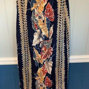 Navy Tropical Print Maxi Skirt